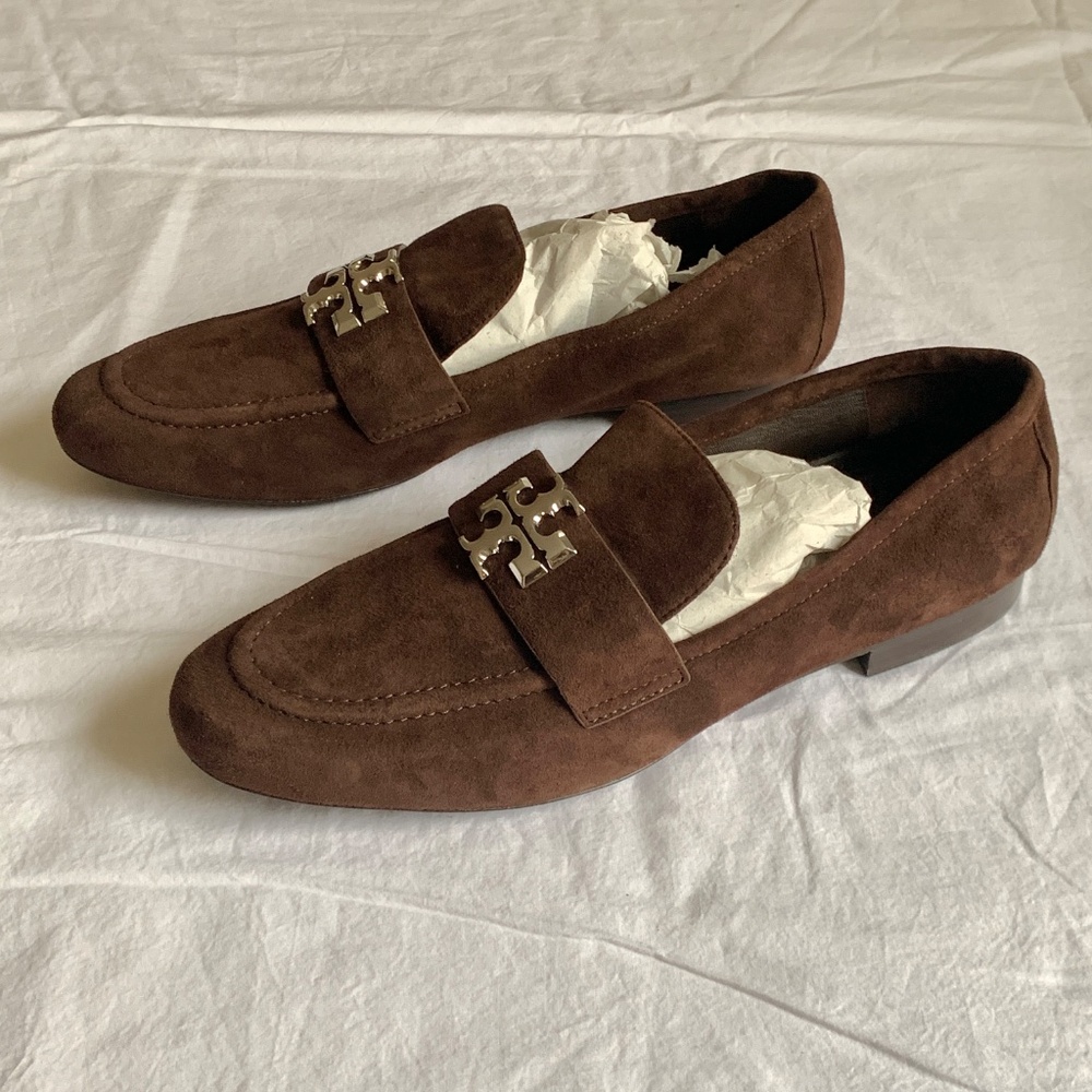 Tory Burch Eleanor Suede Loafers Dark Cocoa 9.5 - Picture 5 of 10